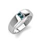 4 - Ethan 3.00 mm Round Blue Diamond and London Blue Topaz 2 Stone Men Wedding Ring 