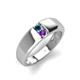 4 - Ethan 3.00 mm Round Blue Diamond and Amethyst 2 Stone Men Wedding Ring 