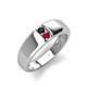 4 - Ethan 3.00 mm Round Black Diamond and Ruby 2 Stone Men Wedding Ring 