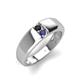 4 - Ethan 3.00 mm Round Black Diamond and Iolite 2 Stone Men Wedding Ring 