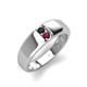 4 - Ethan 3.00 mm Round Black Diamond and Rhodolite Garnet 2 Stone Men Wedding Ring 