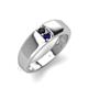 4 - Ethan 3.00 mm Round Black Diamond and Blue Sapphire 2 Stone Men Wedding Ring 