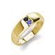 4 - Ethan 3.00 mm Round Black Diamond and Tanzanite 2 Stone Men Wedding Ring 