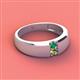 3 - Ethan 3.00 mm Round Emerald and Peridot 2 Stone Men Wedding Ring 