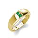 4 - Ethan 3.00 mm Round Emerald 2 Stone Men Wedding Ring 