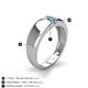 5 - Ethan 3.00 mm Round Iolite and Turquoise 2 Stone Men Wedding Ring 