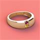 3 - Ethan 3.00 mm Round Rhodolite Garnet and Citrine 2 Stone Men Wedding Ring 