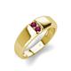 4 - Ethan 3.00 mm Round Rhodolite Garnet 2 Stone Men Wedding Ring 