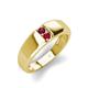 4 - Ethan 3.00 mm Round Rhodolite Garnet and Ruby 2 Stone Men Wedding Ring 