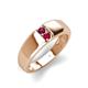4 - Ethan 3.00 mm Round Rhodolite Garnet and Ruby 2 Stone Men Wedding Ring 