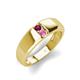 4 - Ethan 3.00 mm Round Rhodolite Garnet and Pink Sapphire 2 Stone Men Wedding Ring 