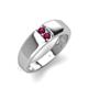 4 - Ethan 3.00 mm Round Rhodolite Garnet 2 Stone Men Wedding Ring 