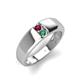 4 - Ethan 3.00 mm Round Rhodolite Garnet and Created Alexandrite 2 Stone Men Wedding Ring 