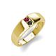 4 - Ethan 3.00 mm Round Rhodolite Garnet and Black Diamond 2 Stone Men Wedding Ring 