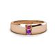 1 - Ethan 3.00 mm Round Rhodolite Garnet and Amethyst 2 Stone Men Wedding Ring 