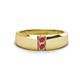 1 - Ethan 3.00 mm Round Pink Tourmaline 2 Stone Men Wedding Ring 