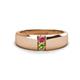 1 - Ethan 3.00 mm Round Pink Tourmaline and Peridot 2 Stone Men Wedding Ring 