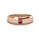 1 - Ethan 3.00 mm Round Pink Tourmaline and Rhodolite Garnet 2 Stone Men Wedding Ring 