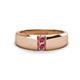 1 - Ethan 3.00 mm Round Pink Tourmaline 2 Stone Men Wedding Ring 