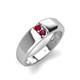 4 - Ethan 3.00 mm Round Ruby and Rhodolite Garnet 2 Stone Men Wedding Ring 