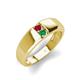 4 - Ethan 3.00 mm Round Ruby and Emerald 2 Stone Men Wedding Ring 