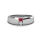 1 - Ethan 3.00 mm Round Ruby and White Sapphire 2 Stone Men Wedding Ring 