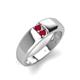 4 - Ethan 3.00 mm Round Ruby 2 Stone Men Wedding Ring 