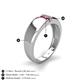 5 - Ethan 3.00 mm Round Ruby 2 Stone Men Wedding Ring 
