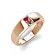 4 - Ethan 3.00 mm Round Ruby and Smoky Quartz 2 Stone Men Wedding Ring 