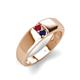 4 - Ethan 3.00 mm Round Ruby and Blue Sapphire 2 Stone Men Wedding Ring 
