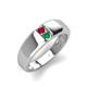 4 - Ethan 3.00 mm Round Ruby and Emerald 2 Stone Men Wedding Ring 