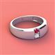 3 - Ethan 3.00 mm Round Ruby and White Sapphire 2 Stone Men Wedding Ring 