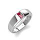 4 - Ethan 3.00 mm Round Ruby and Pink Tourmaline 2 Stone Men Wedding Ring 