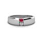 1 - Ethan 3.00 mm Round Ruby and Lab Grown Diamond 2 Stone Men Wedding Ring 