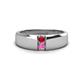 1 - Ethan 3.00 mm Round Ruby and Pink Sapphire 2 Stone Men Wedding Ring 
