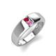 4 - Ethan 3.00 mm Round Ruby and Pink Sapphire 2 Stone Men Wedding Ring 