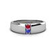 1 - Ethan 3.00 mm Round Ruby and Tanzanite 2 Stone Men Wedding Ring 