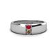 1 - Ethan 3.00 mm Round Ruby and Smoky Quartz 2 Stone Men Wedding Ring 