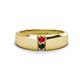 1 - Ethan 3.00 mm Round Ruby and Black Diamond 2 Stone Men Wedding Ring 
