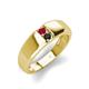 4 - Ethan 3.00 mm Round Ruby and Black Diamond 2 Stone Men Wedding Ring 
