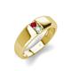 4 - Ethan 3.00 mm Round Ruby and Opal 2 Stone Men Wedding Ring 