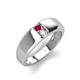 4 - Ethan 3.00 mm Round Ruby and Opal 2 Stone Men Wedding Ring 