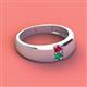 3 - Ethan 3.00 mm Round Ruby and Emerald 2 Stone Men Wedding Ring 