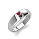 4 - Ethan 3.00 mm Round Ruby and Black Diamond 2 Stone Men Wedding Ring 