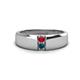 1 - Ethan 3.00 mm Round Ruby and Blue Diamond 2 Stone Men Wedding Ring 
