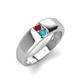 4 - Ethan 3.00 mm Round Ruby and Turquoise 2 Stone Men Wedding Ring 