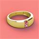 3 - Ethan 3.00 mm Round Pink Tourmaline and Pink Sapphire 2 Stone Men Wedding Ring 