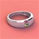 3 - Ethan 3.00 mm Round Pink Tourmaline and Peridot 2 Stone Men Wedding Ring 