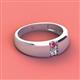 3 - Ethan 3.00 mm Round Pink Tourmaline and Lab Grown Diamond 2 Stone Men Wedding Ring 