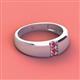 3 - Ethan 3.00 mm Round Pink Tourmaline 2 Stone Men Wedding Ring 